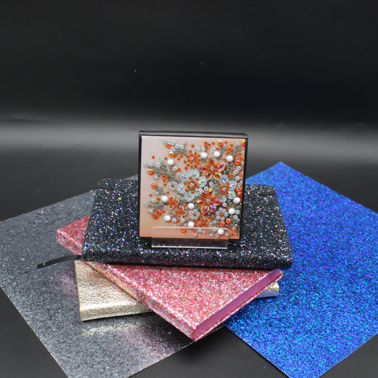 Diamond Art Paper Notepad Holder with Orange and White colored Flowers