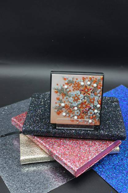 Diamond Art Paper Notepad Holder with Orange and White colored Flowers