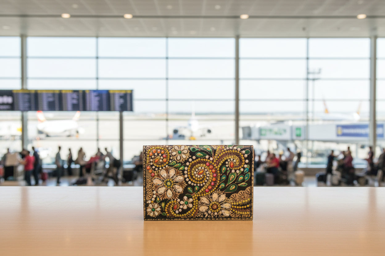 Diamond Art Multi Colored Swirler Passport Holder