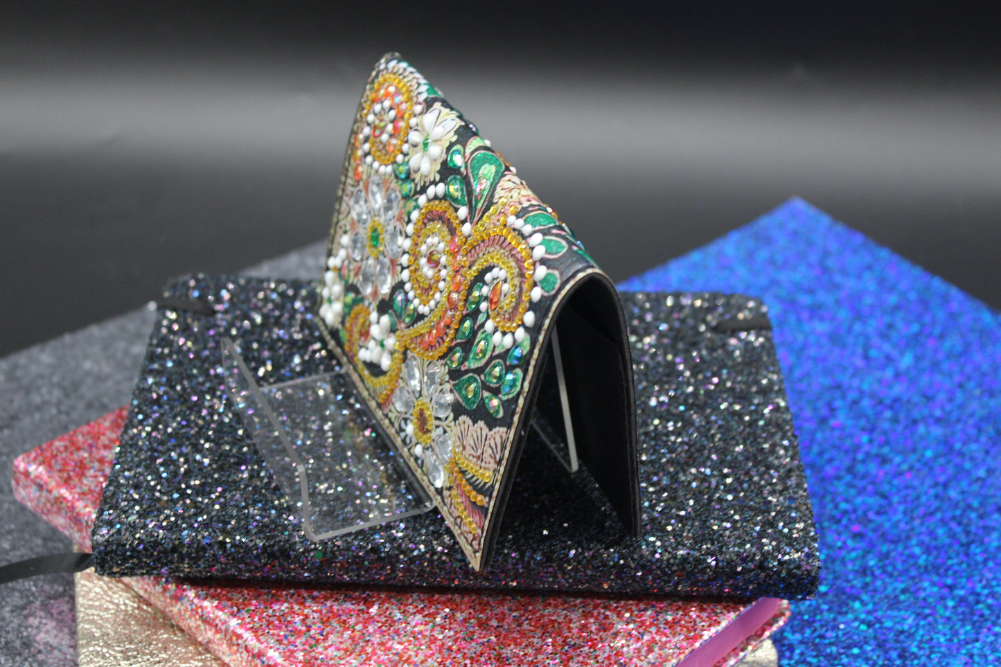 Diamond Art Multi Colored Swirler Passport Holder
