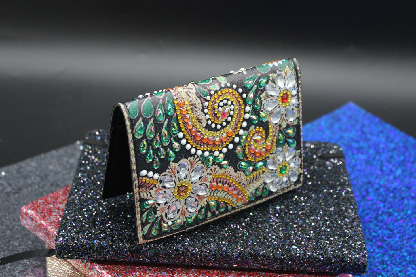 Diamond Art Multi Colored Swirler Passport Holder