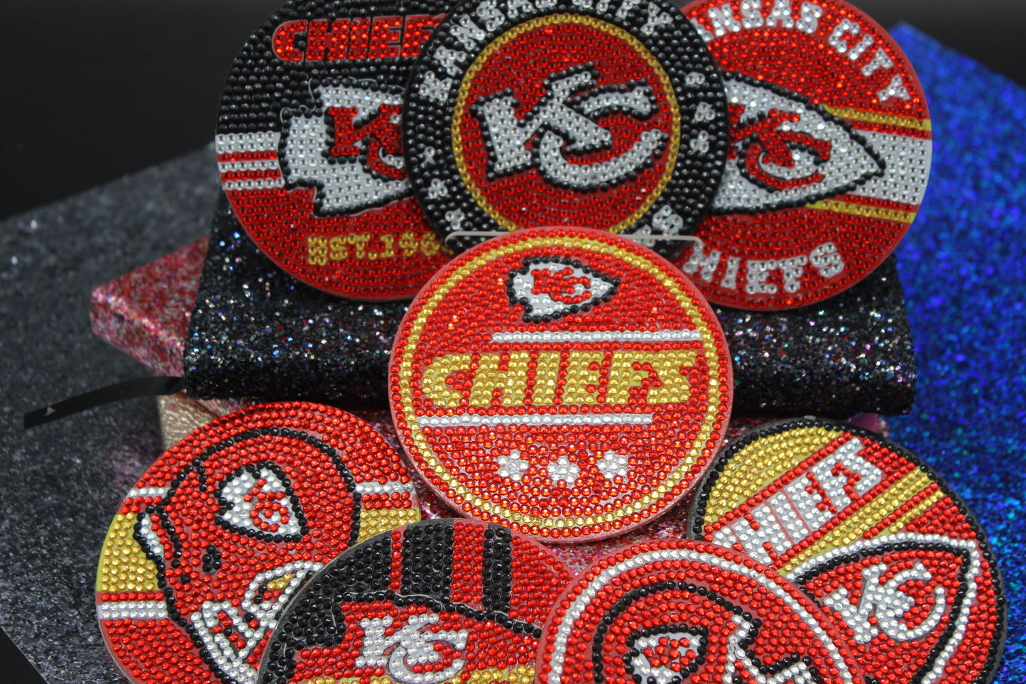 NFL Kansas City Chiefs Diamond Art Coaster Set (8) Pieces and Wire Stand
