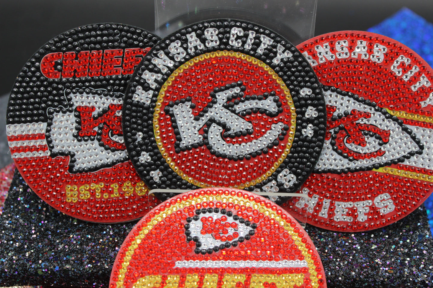 NFL Kansas City Chiefs Diamond Art Coaster Set (8) Pieces and Wire Stand