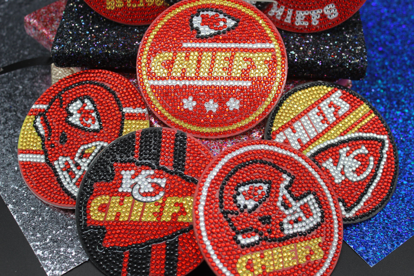 NFL Kansas City Chiefs Diamond Art Coaster Set (8) Pieces and Wire Stand