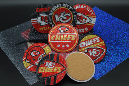 NFL Kansas City Chiefs Diamond Art Coaster Set (8) Pieces and Wire Stand