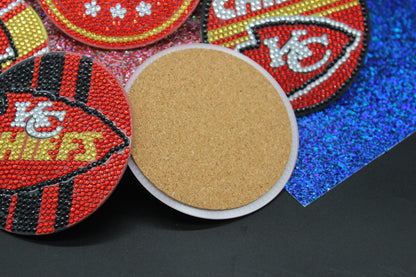 NFL Kansas City Chiefs Diamond Art Coaster Set (8) Pieces and Wire Stand