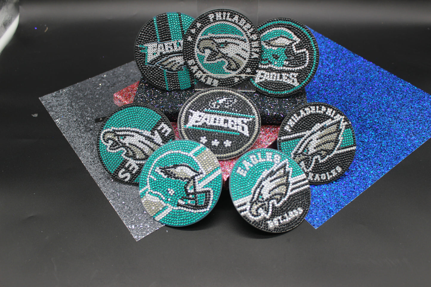 NFL Philadelphia Eagles Diamond Art Coaster Set (8) Pieces and Wire Stand