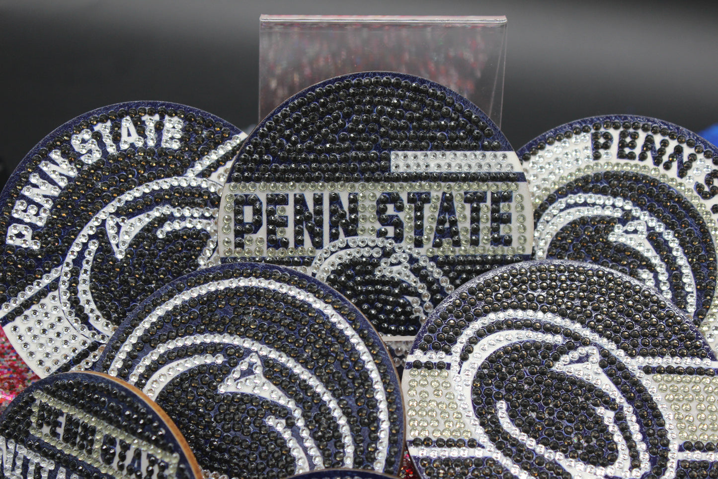 NCAA BIG10 Penn State Diamond Art Coaster Set (8) Pieces and Wire Stand