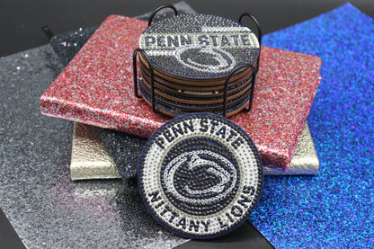 NCAA BIG10 Penn State Diamond Art Coaster Set (8) Pieces and Wire Stand