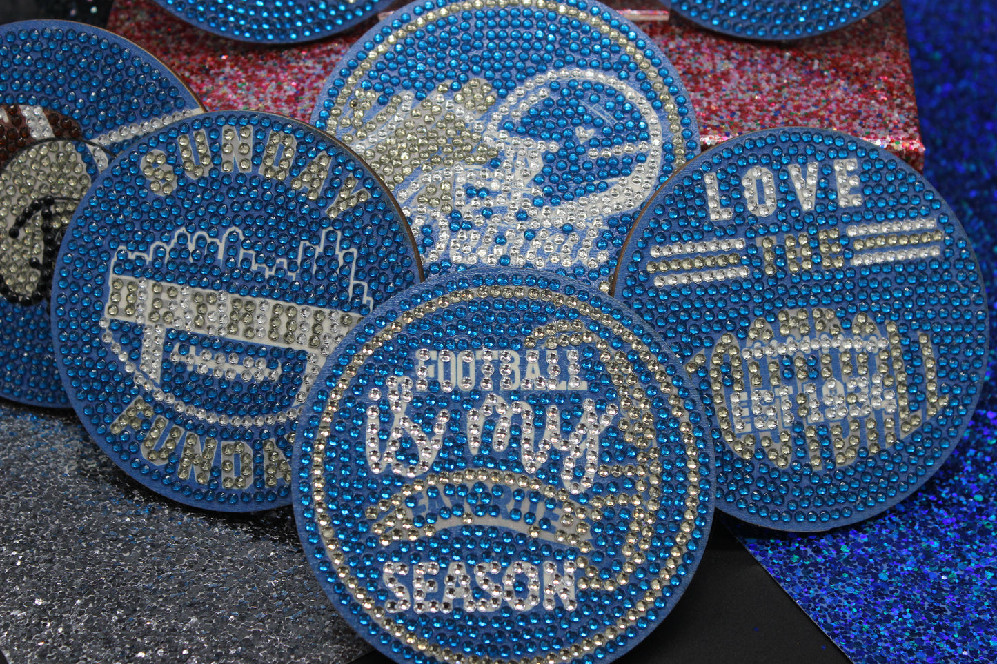 NFL Detroit Lions Diamond Art Coaster Set (8) Pieces and Wire Stand