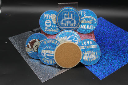 NFL Detroit Lions Diamond Art Coaster Set (8) Pieces and Wire Stand