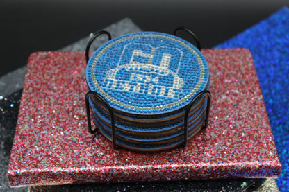NFL Detroit Lions Diamond Art Coaster Set (8) Pieces and Wire Stand