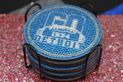 NFL Detroit Lions Diamond Art Coaster Set (8) Pieces and Wire Stand