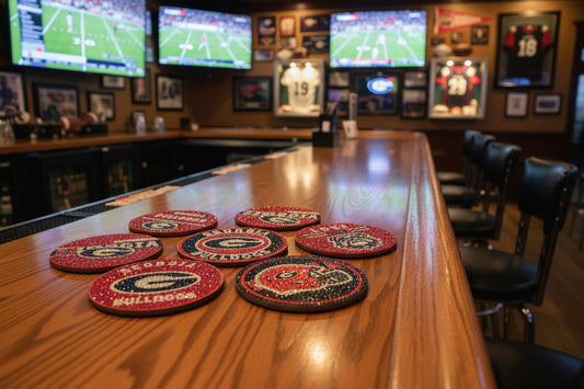 NCAA SEC Georgia Bulldogs Diamond Art Coaster Set (8) Pieces and Wire Stand