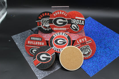 NCAA SEC Georgia Bulldogs Diamond Art Coaster Set (8) Pieces and Wire Stand
