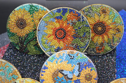 Great Colorful Flowers and Butterflies (8pcs) Coaster set with Metal Stand