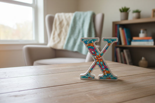 Wooden Craft Gem 5D Diamond Art Letter X