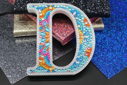 Wooden Craft Gem 5D Diamond Art Letter D