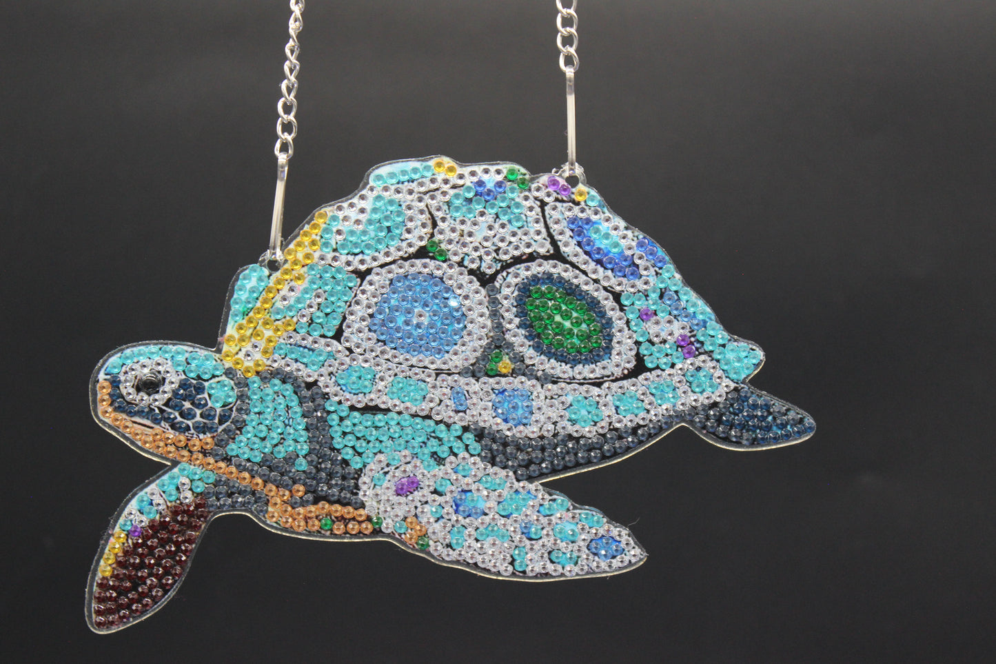 Beautifully Colored Hanging Diamond Art Suncatcher of a Sea Turtle