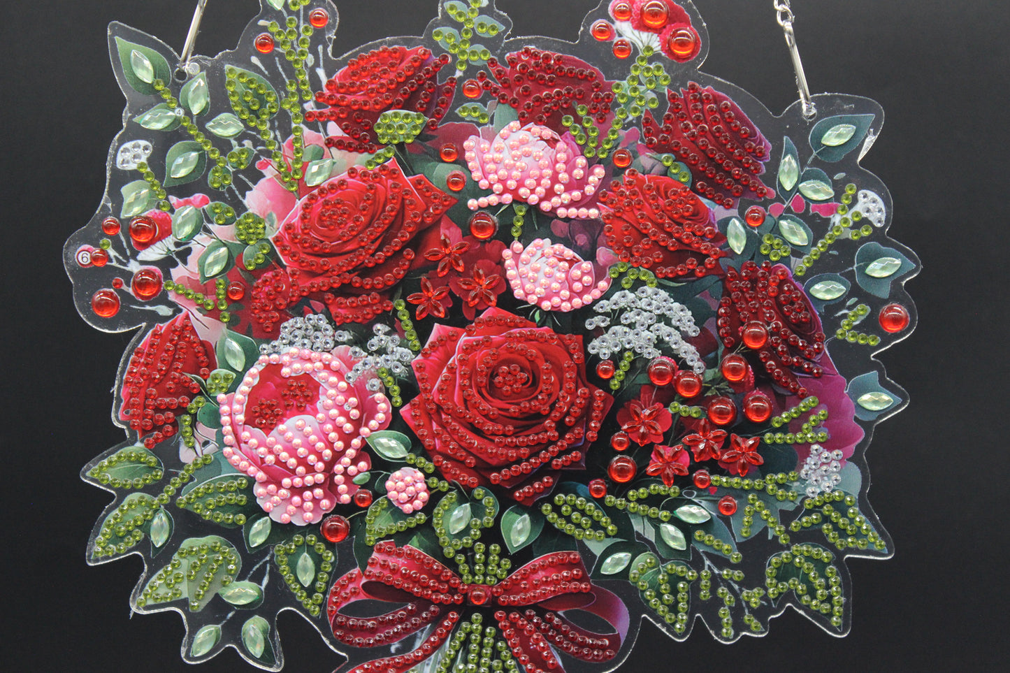 Beautifully Hanging Diamond Art Suncatcher of Bouquet of Multi colored Flowers