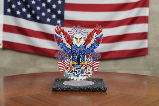 USA 250 Birthday TableTop Diamond Art with Red White and Blue Eagle