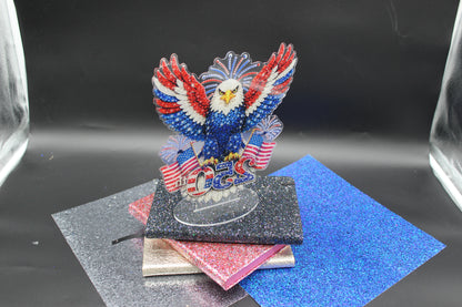 USA 250 Birthday TableTop Diamond Art with Red White and Blue Eagle