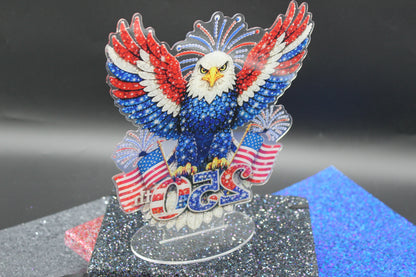 USA 250 Birthday TableTop Diamond Art with Red White and Blue Eagle