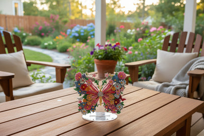 Beautiful Multi Colored Butterfly and Small Colorful Flowers