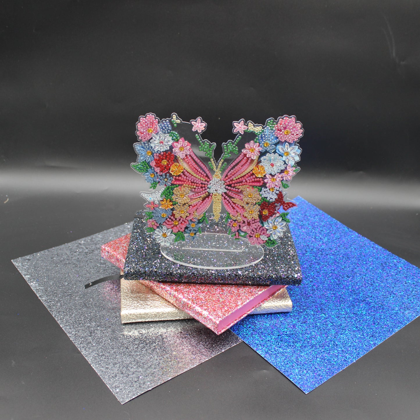 Beautiful Multi Colored Butterfly and Small Colorful Flowers