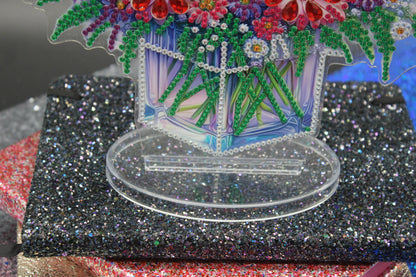 Beautiful Diamond Art Table Topper with Bouquet of Multi Colored Flowers