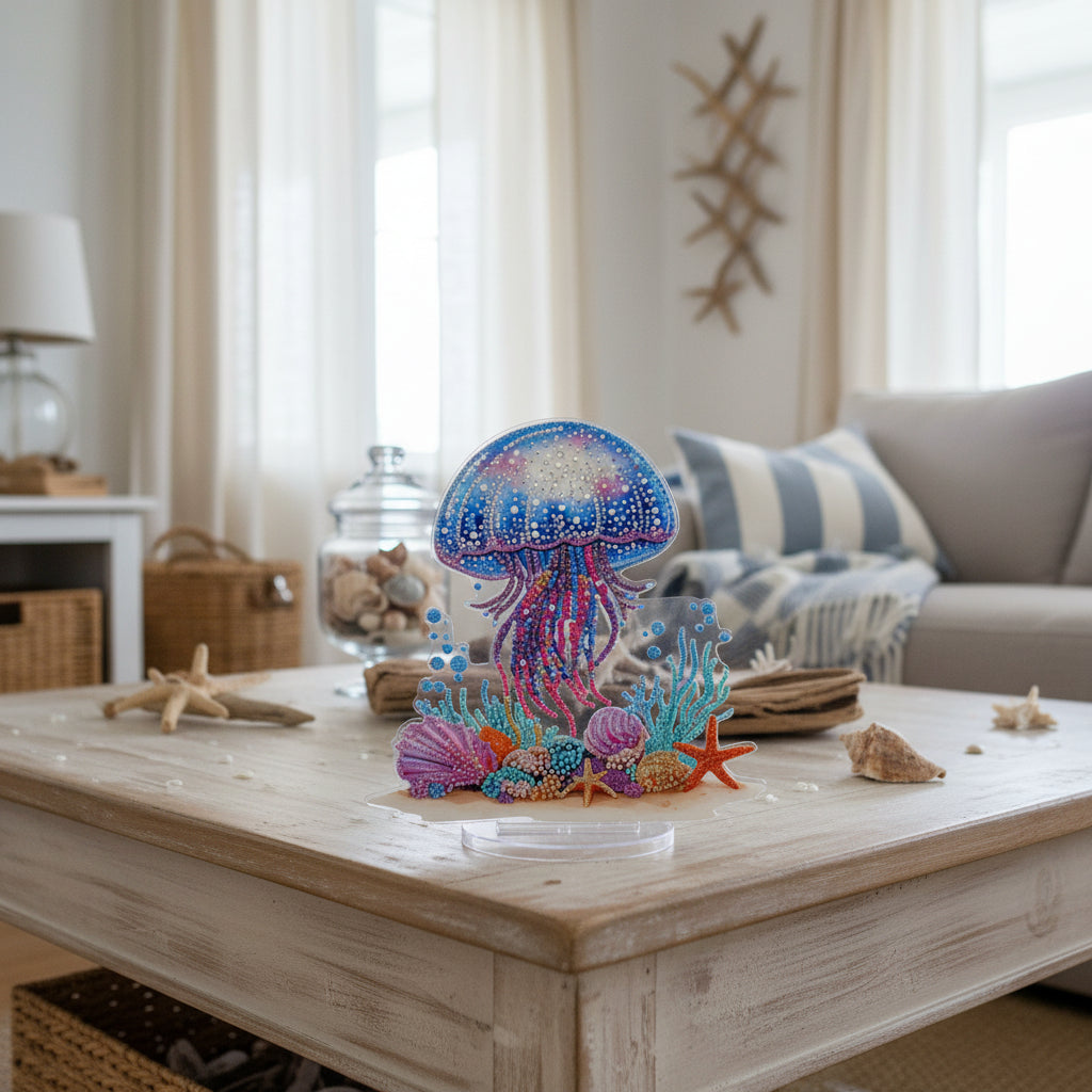 Diamond Art Table Topper Multi Colored Sea Jellyfish