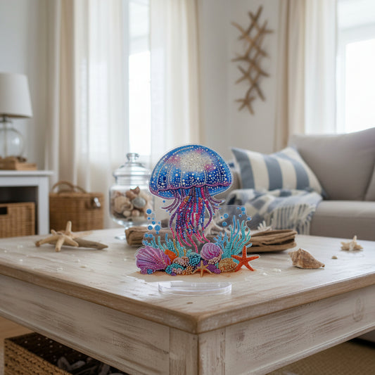 Diamond Art Table Topper Multi Colored Sea Jellyfish