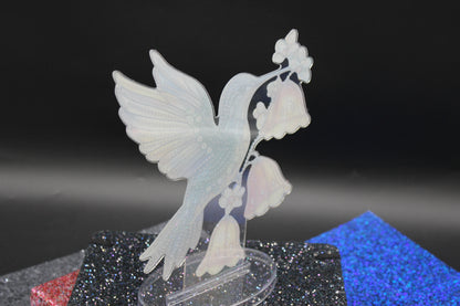 Cutest Little Diamond Art Table Topper featuring a Hummingbird with Yellow Bell Flowers