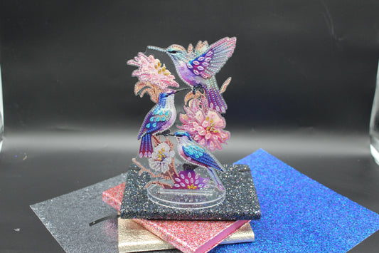 Cutest Little Diamond Art Table Topper featuring a Multiple Colorful Finches