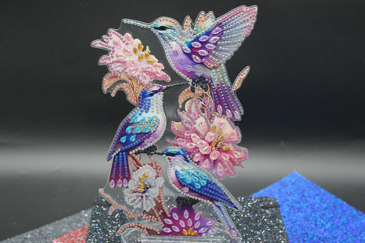 Cutest Little Diamond Art Table Topper featuring a Multiple Colorful Finches