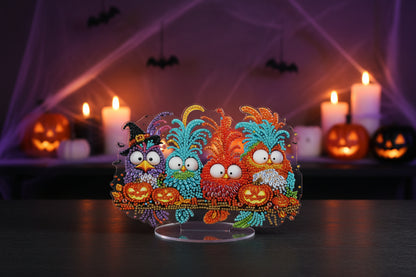 Cutest Little Diamond Art Table Topper featuring Dammit Birds in there Halloween Garb