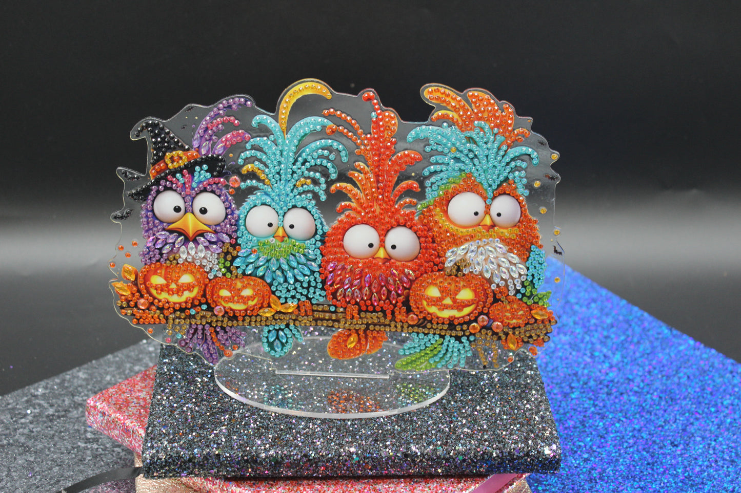 Cutest Little Diamond Art Table Topper featuring Dammit Birds in there Halloween Garb