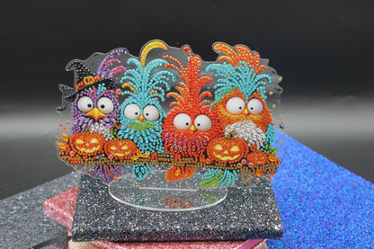 Cutest Little Diamond Art Table Topper featuring Dammit Birds in there Halloween Garb