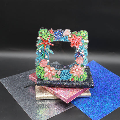 Diamond Art Clear Frame With a Ocean and Flower Motif