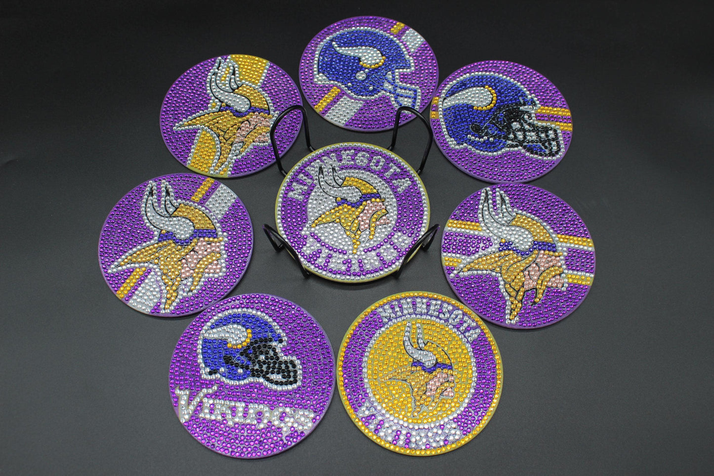 NFL NFC Minnesota Vikings (8 pcs.) Coaster set with Metal Stand