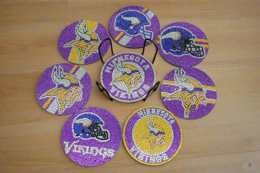 NFL NFC Minnesota Vikings (8 pcs.) Coaster set with Metal Stand